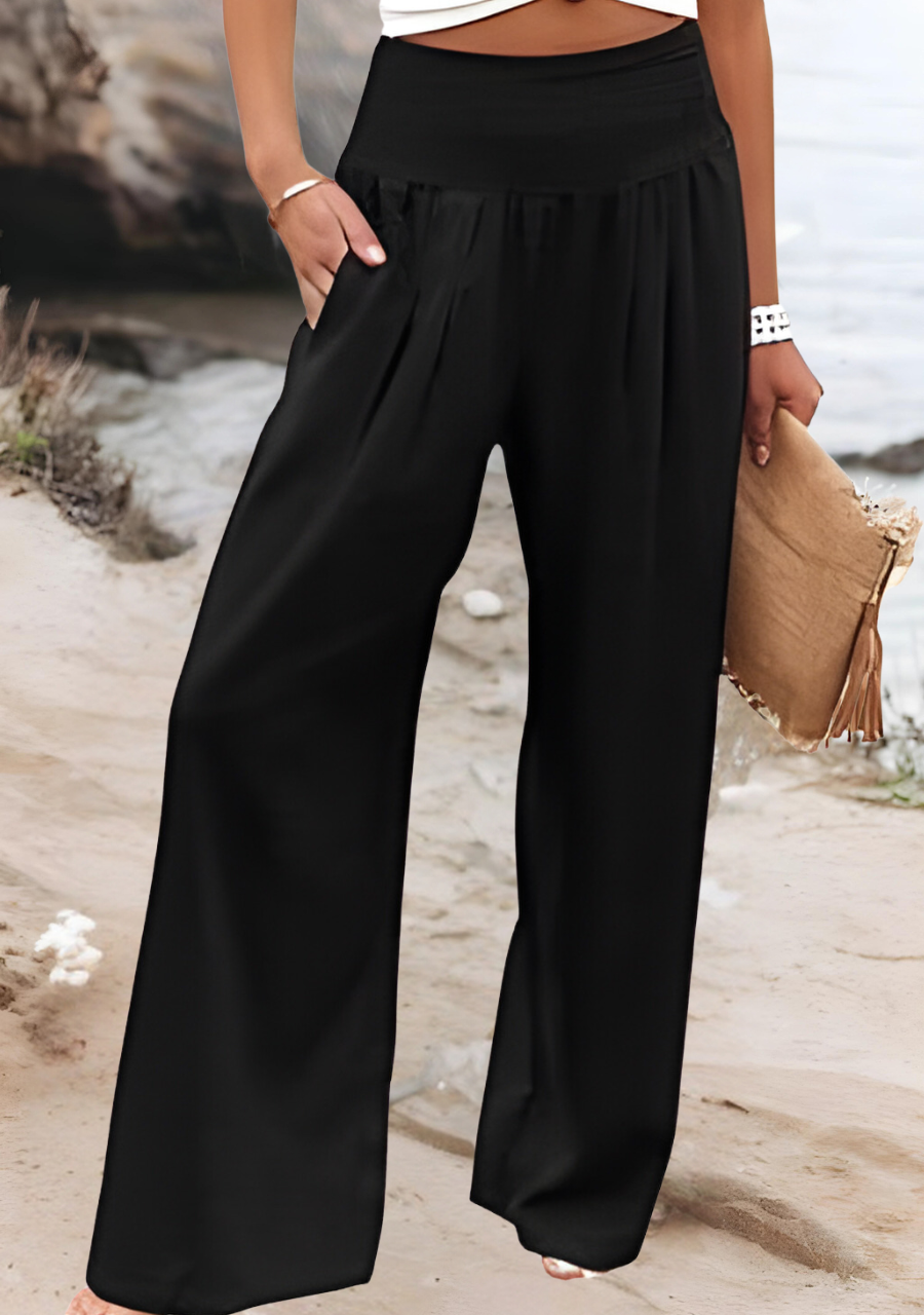 Pantalons larges beige Danoir Paris Zayrah, collection #844, style chic, portée en mode élégante et décontractée.
