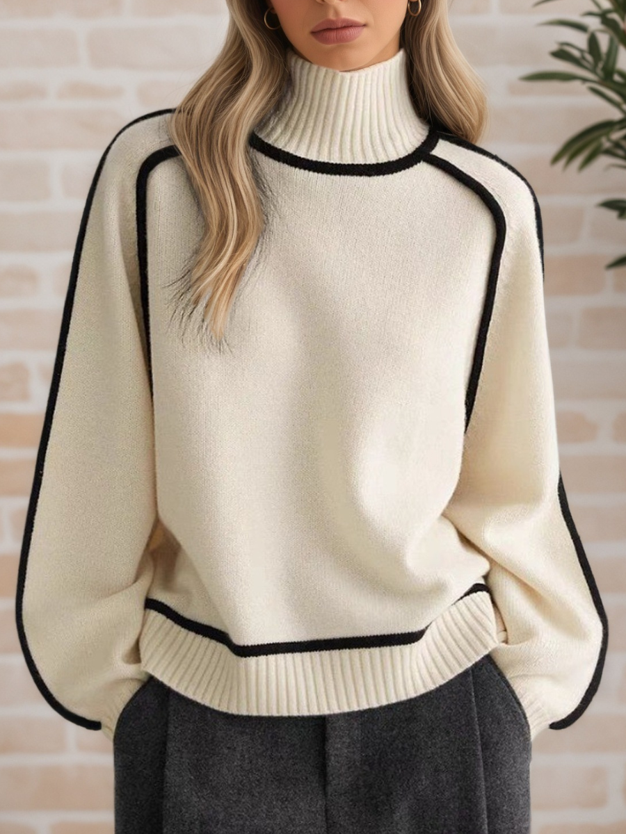 Pull élégant Donna à col haut pour l'automne, Danoir Paris, en marron, taille XS, douceur et style sophistiqué.