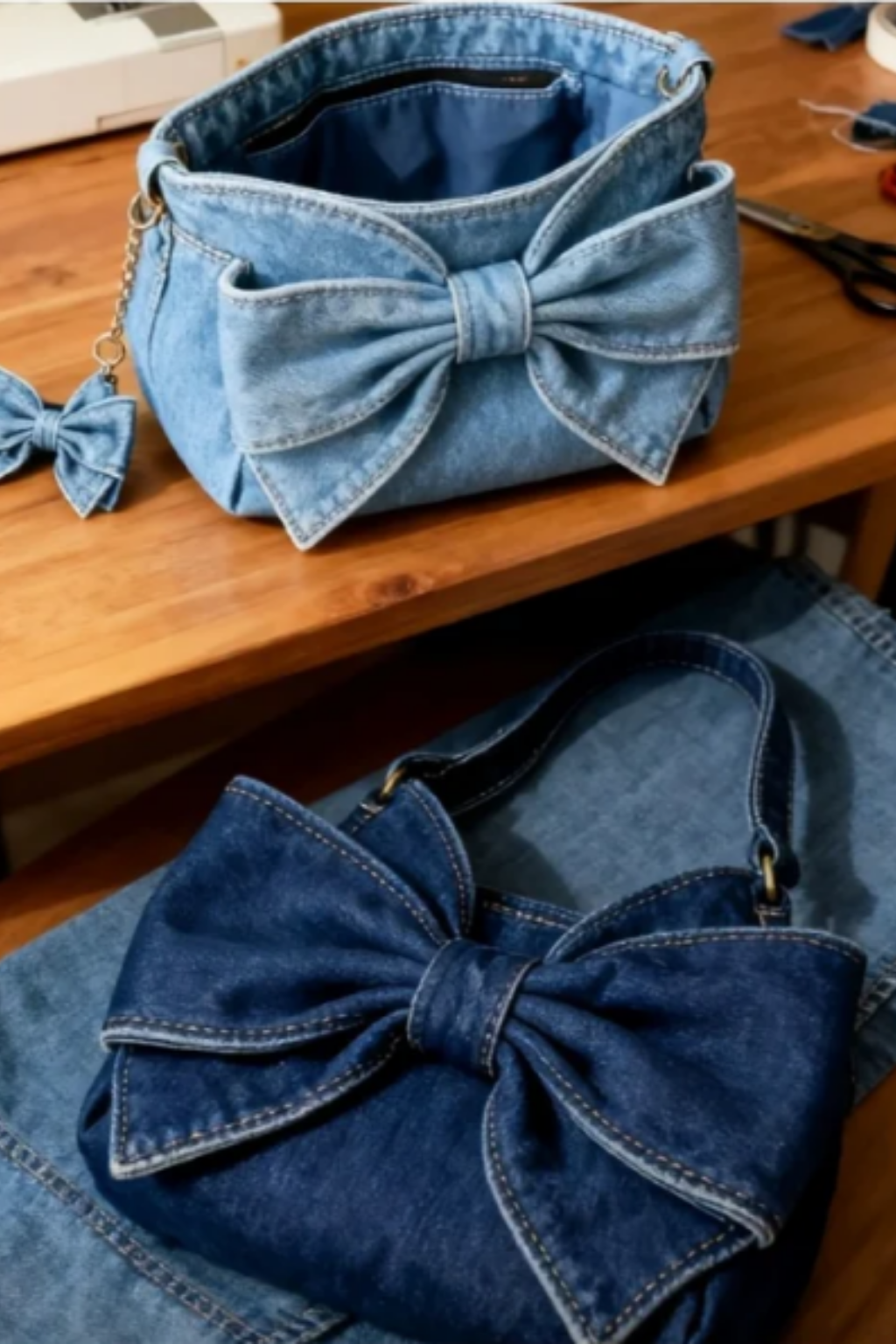 Sac à main rétro Anika Danoir Paris en bleu profond, sac à bandoulière élégant avec nœud vintage, pour femme.
