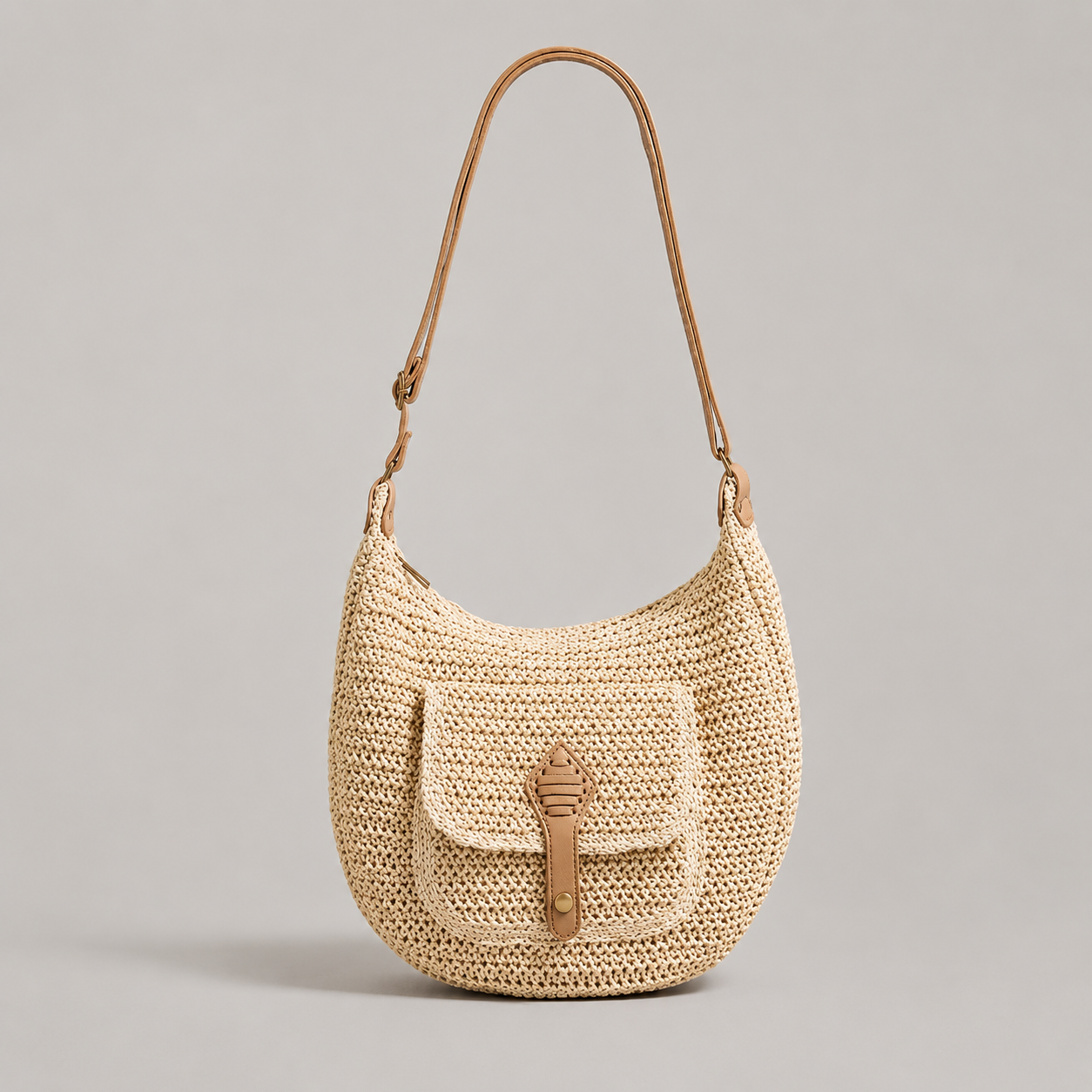 Sac en osier Candice™ de Danoir Paris, beige, avec poignée tissée et détails élégants, idéal pour l'été.