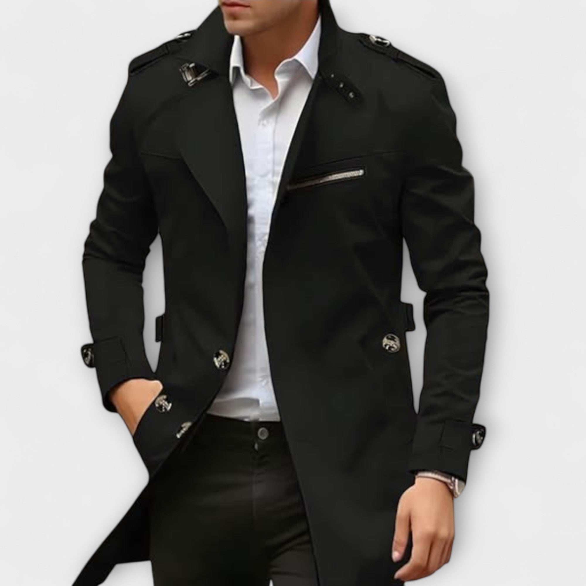 Veste faite main Danoir Paris en beige clair, vêtement de qualité supérieure, tissu élégant et finition soignée.