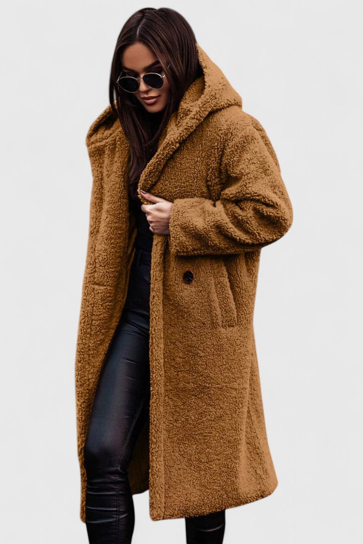 Veste élégante beige Danoir Paris Brionyssa en tissu léger avec col châle et manches longues, vue de face.