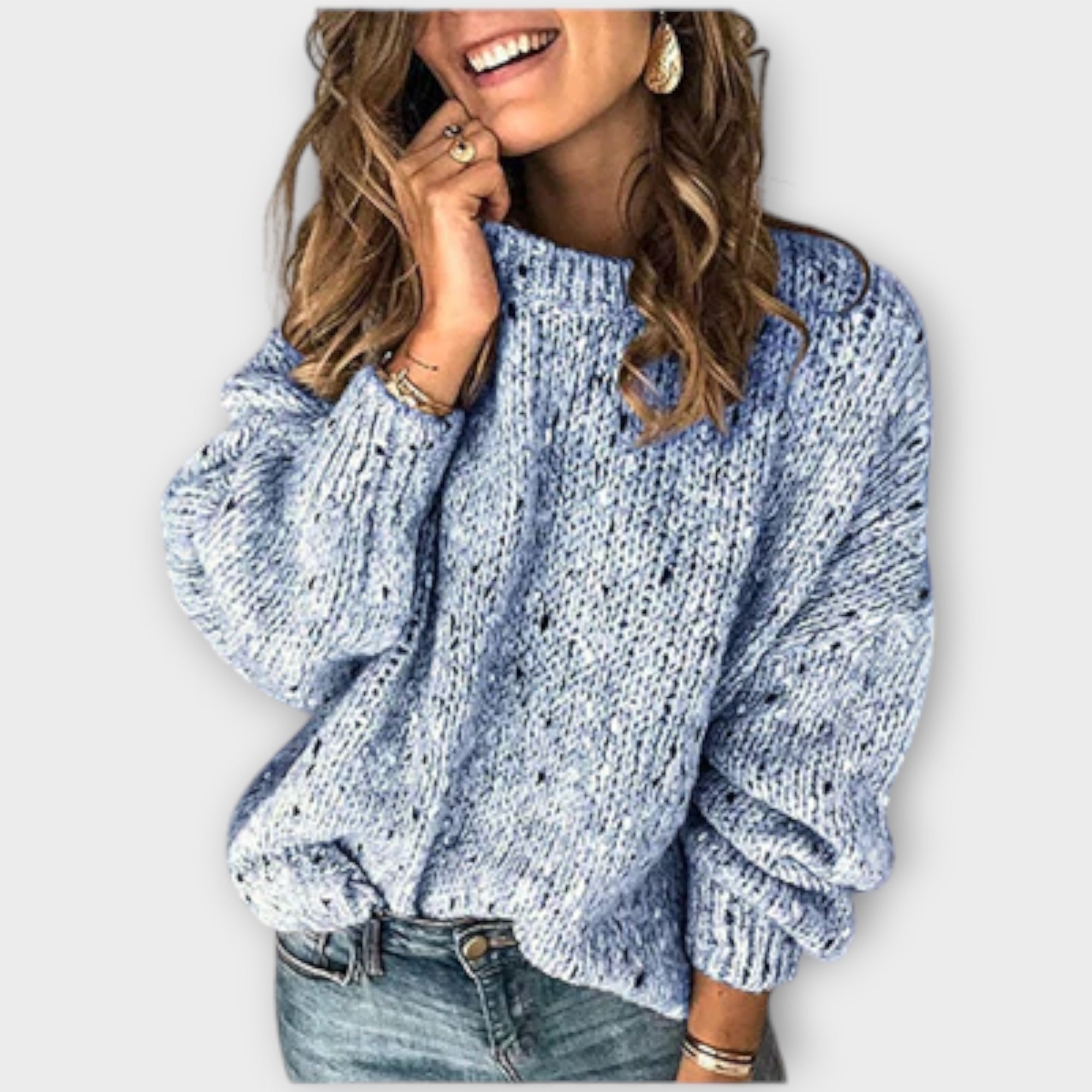 Pull chaud et doux Danoir Paris Mira en beige, confortable et idéal pour l'hiver, visible en gros plan sur l'image.