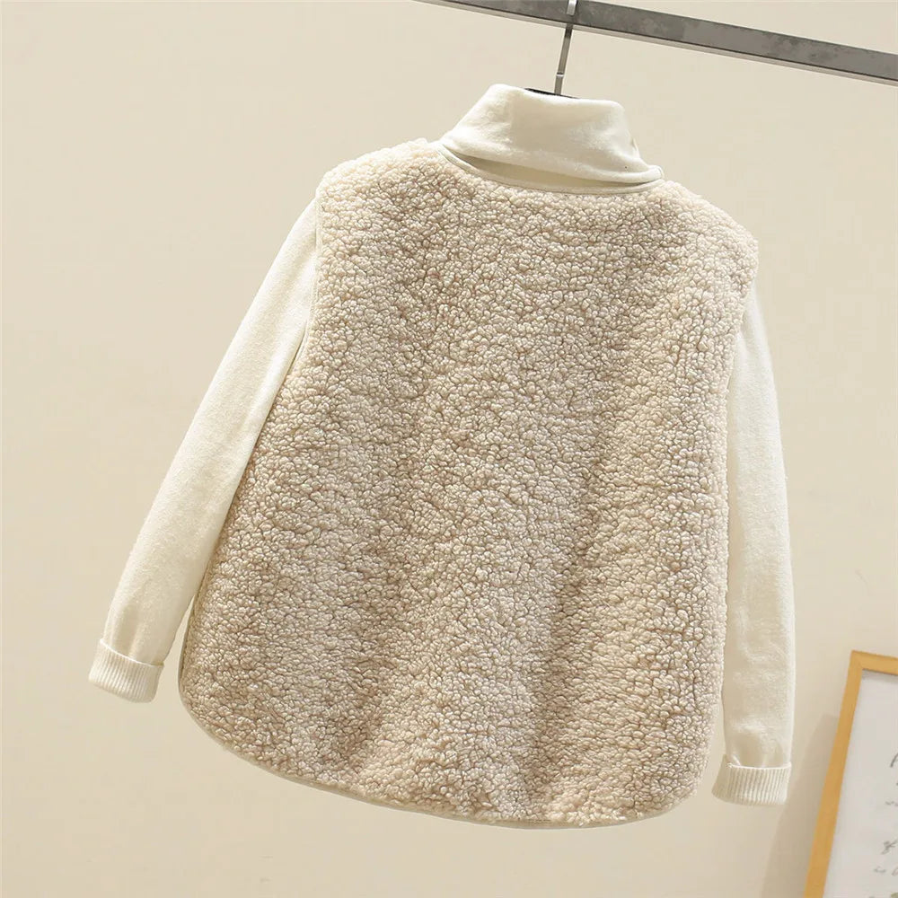 Cardigan classique beige Danoir Paris Laluna, vêtement polyvalent en maille, porté sur un mannequin, vue de face.