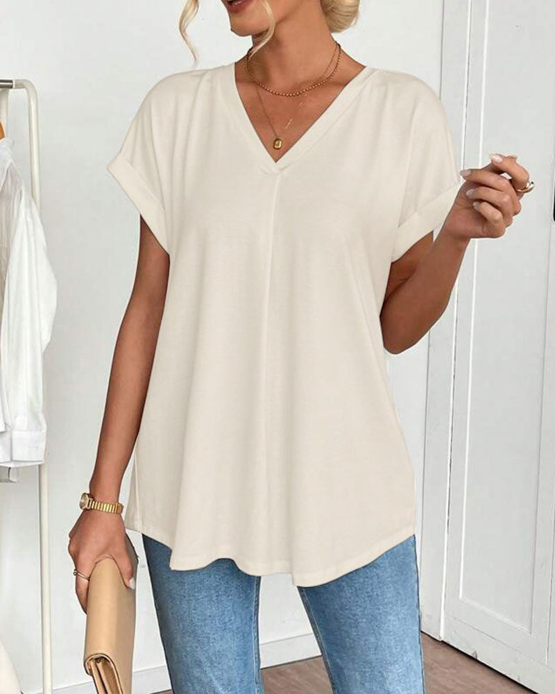 T-shirt à manches courtes Danoir Paris en tissu uni avec patchwork, couleur blanche, style décontracté et moderne.