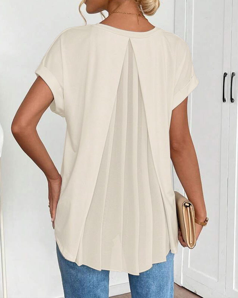 T-shirt homme à manches courtes Danoir Paris en tissu uni avec patchwork, blanc, style décontracté et moderne.