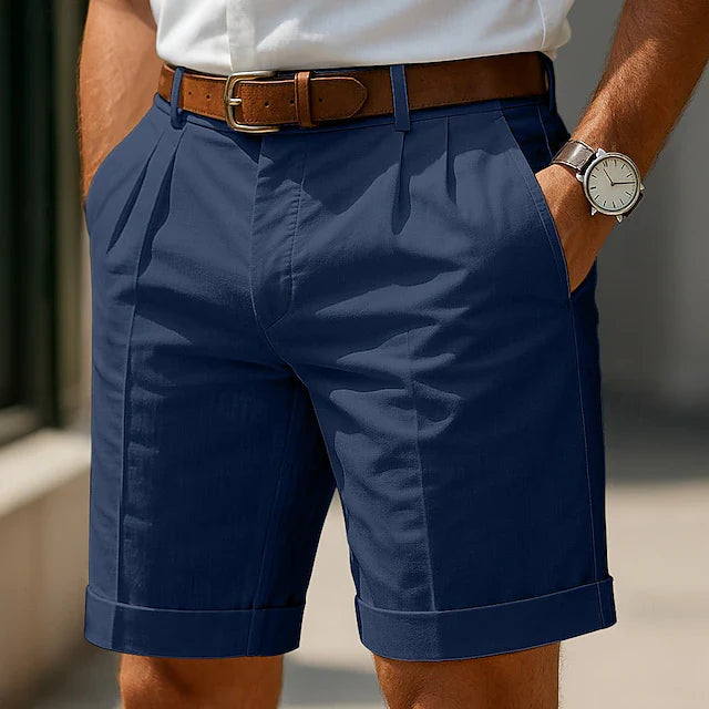 Shorts bermuda estivi Danoir Paris Varel avec pli, tissu léger, couleur blanche, style décontracté et confortable.