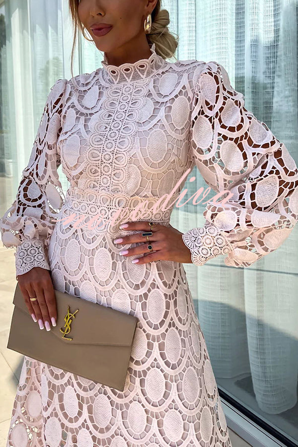 Robe romantique en dentelle noire Charlize™ de Danoir Paris, silhouette élégante et détails délicats.