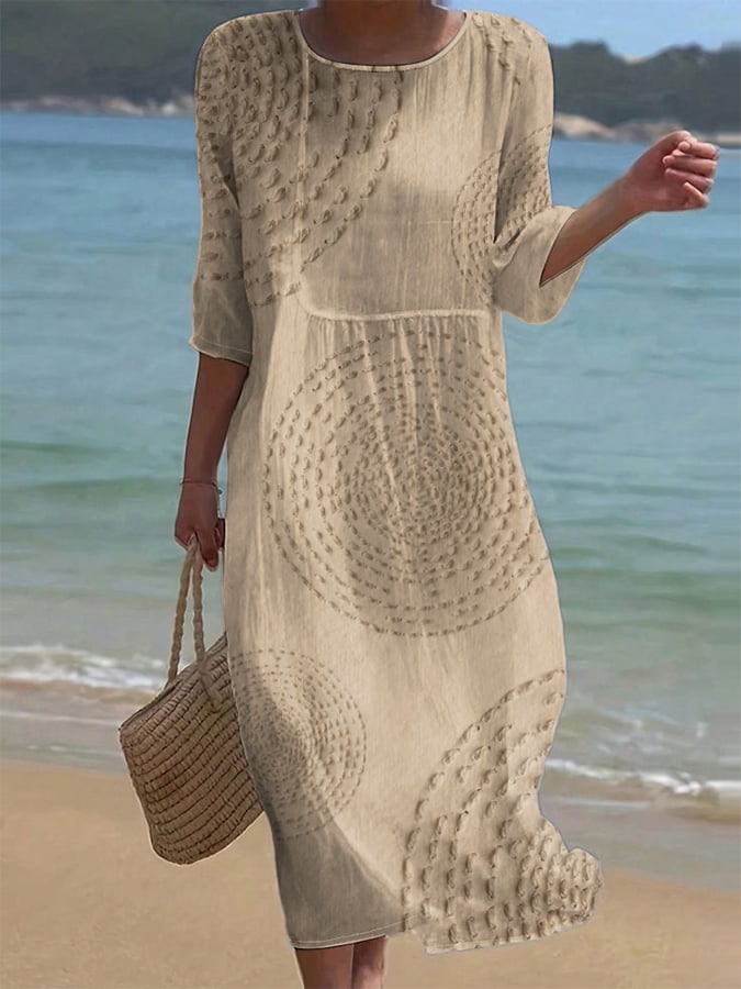Robe midi élégante Améliane™ de Danoir Paris avec détails délicats, en tissu blanc.