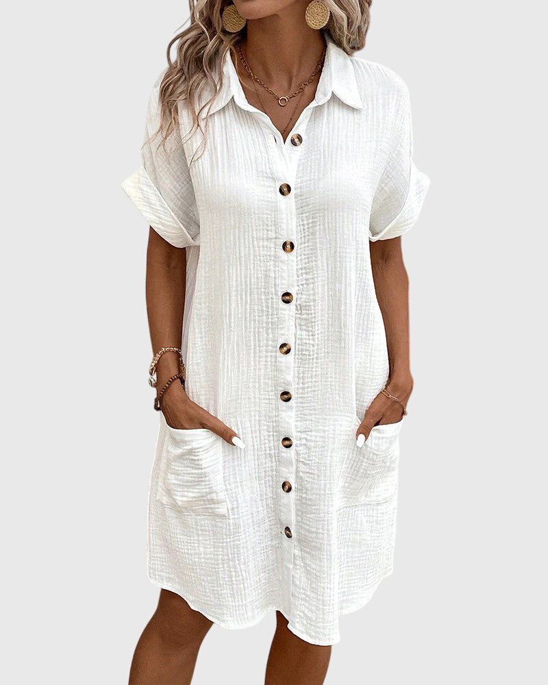 Robe confortable Caroline de Danoir Paris en tissu blanc, décontractée et douce, parfaite pour la maison ou le lounge.