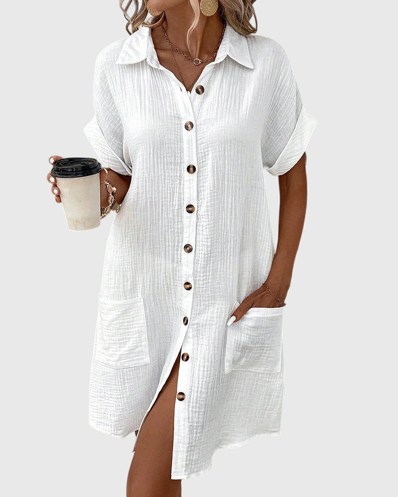 Robe confortable Caroline de Danoir Paris en coton blanc, douceur et style pour un look décontracté et élégant.