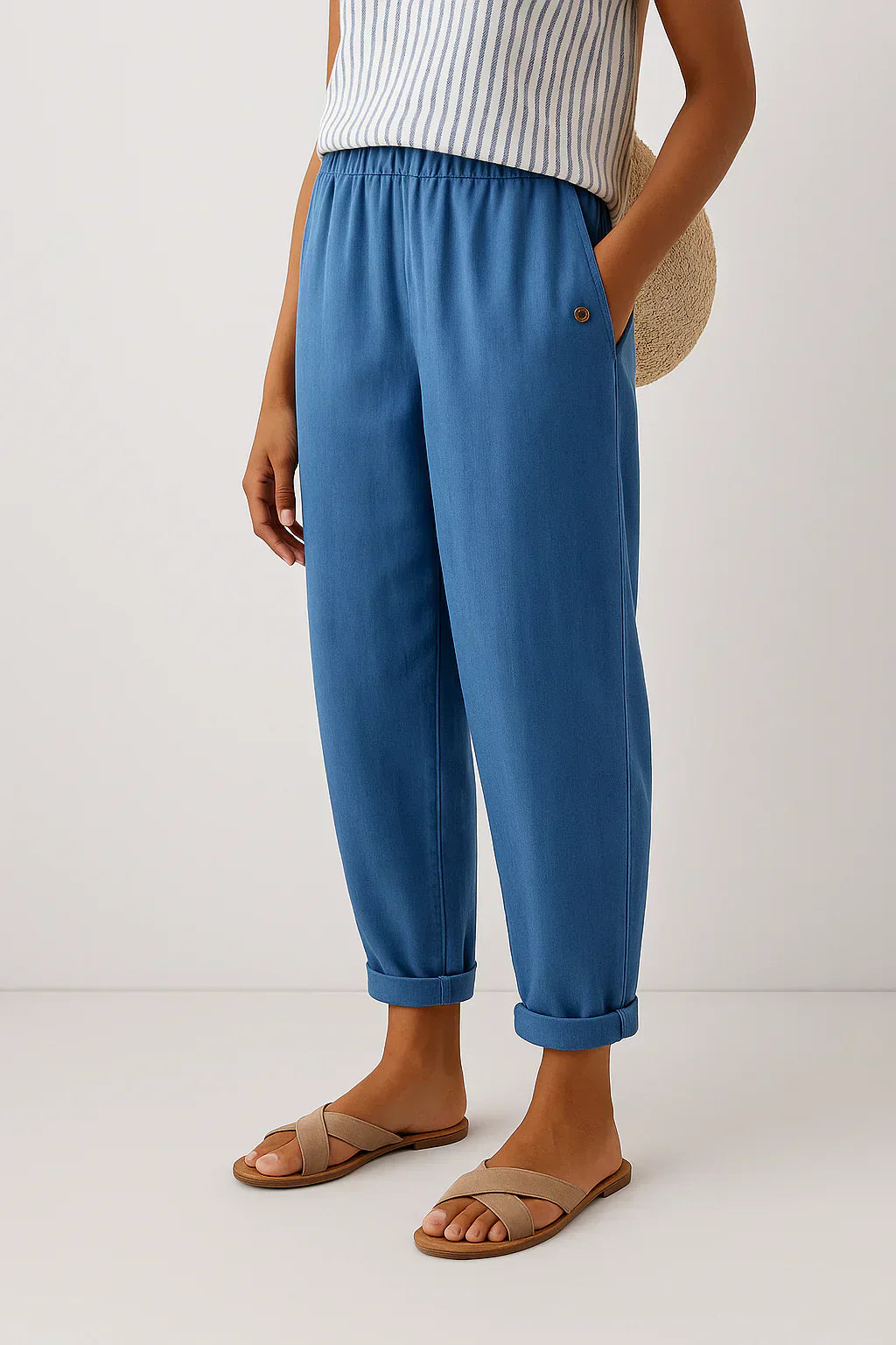 Pantalon léger en lin et coton Edith de Danoir Paris, coupe élégante blanche, tissu fluide et confortable pour un style chic.