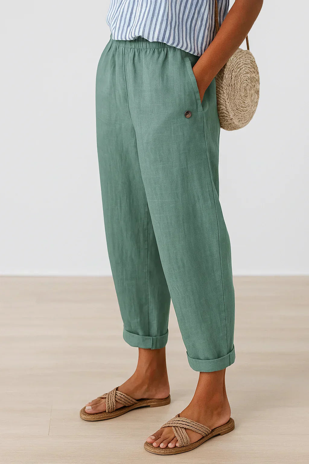 Pantalon léger en lin et coton Edith de Danoir Paris, blanc, style élégant et confortable pour femme.