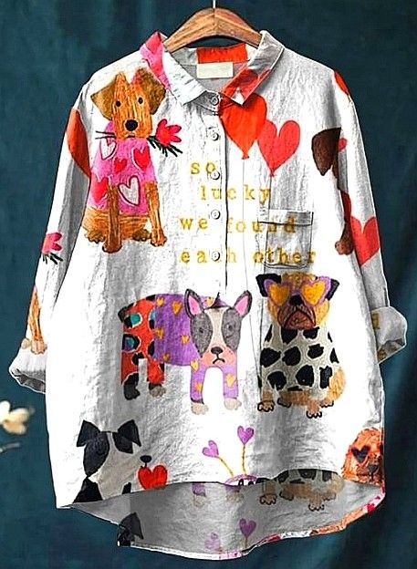 Blouse artistique blanche Lennox Danoir Paris avec motif cœur et animaux, tissu léger et design élégant.