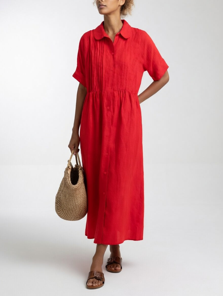 Robe chemise fluide estivale Lysandra™ blanche de Danoir Paris, légère et élégante, parfaite pour l'été.