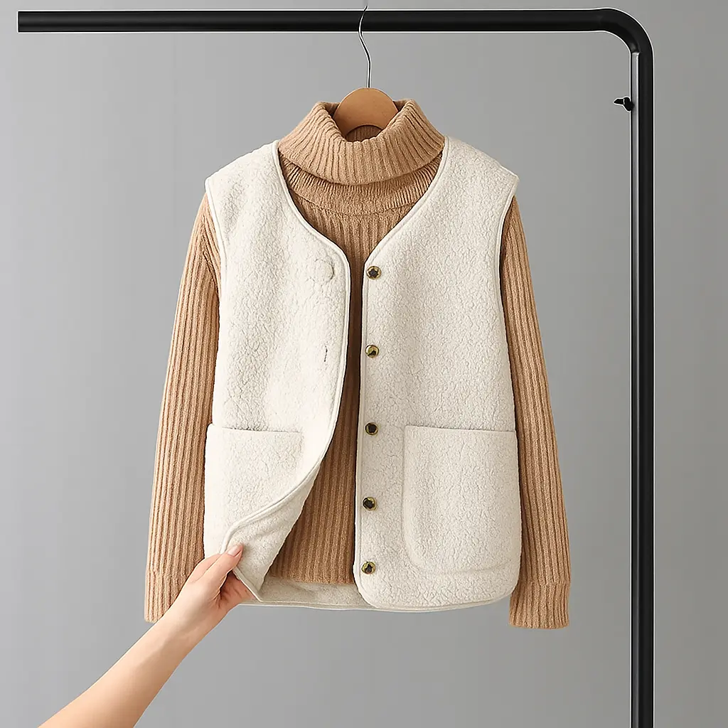 Cardigan en laine blanc de Danoir Paris, taille XS, porté sur un mannequin, détail des textures et du col.