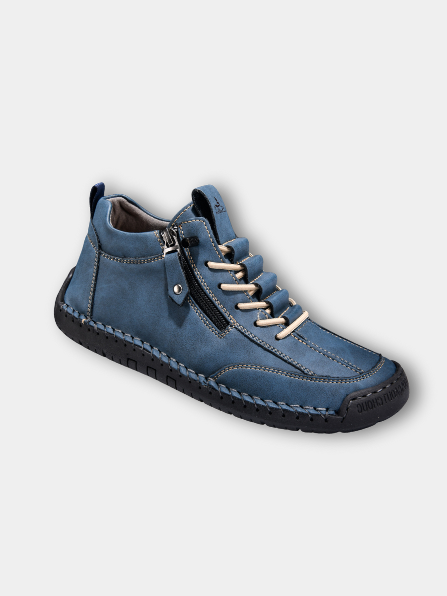 Chaussures en nabuk bleu Danoir Paris pour homme avec fermeture éclair, design élégant et moderne, vue de côté.
