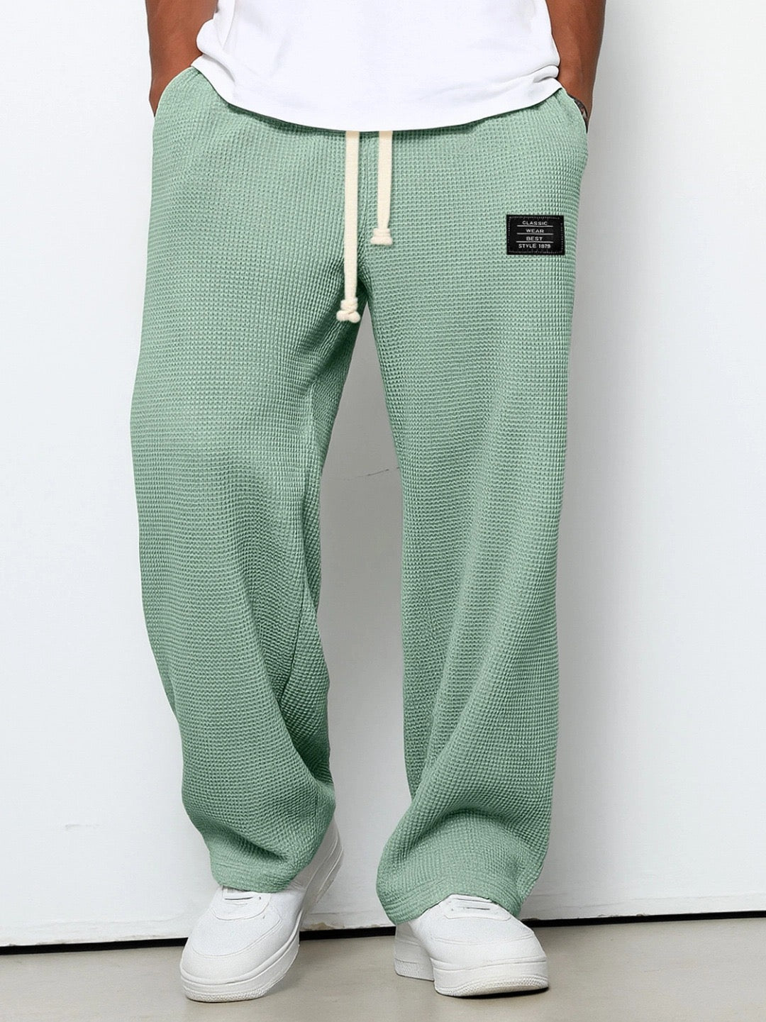 Pantalon large Danoir Pairs™ bleu ciel avec taille ajustable, pantalon décontracté en tissu léger pour femmes.
