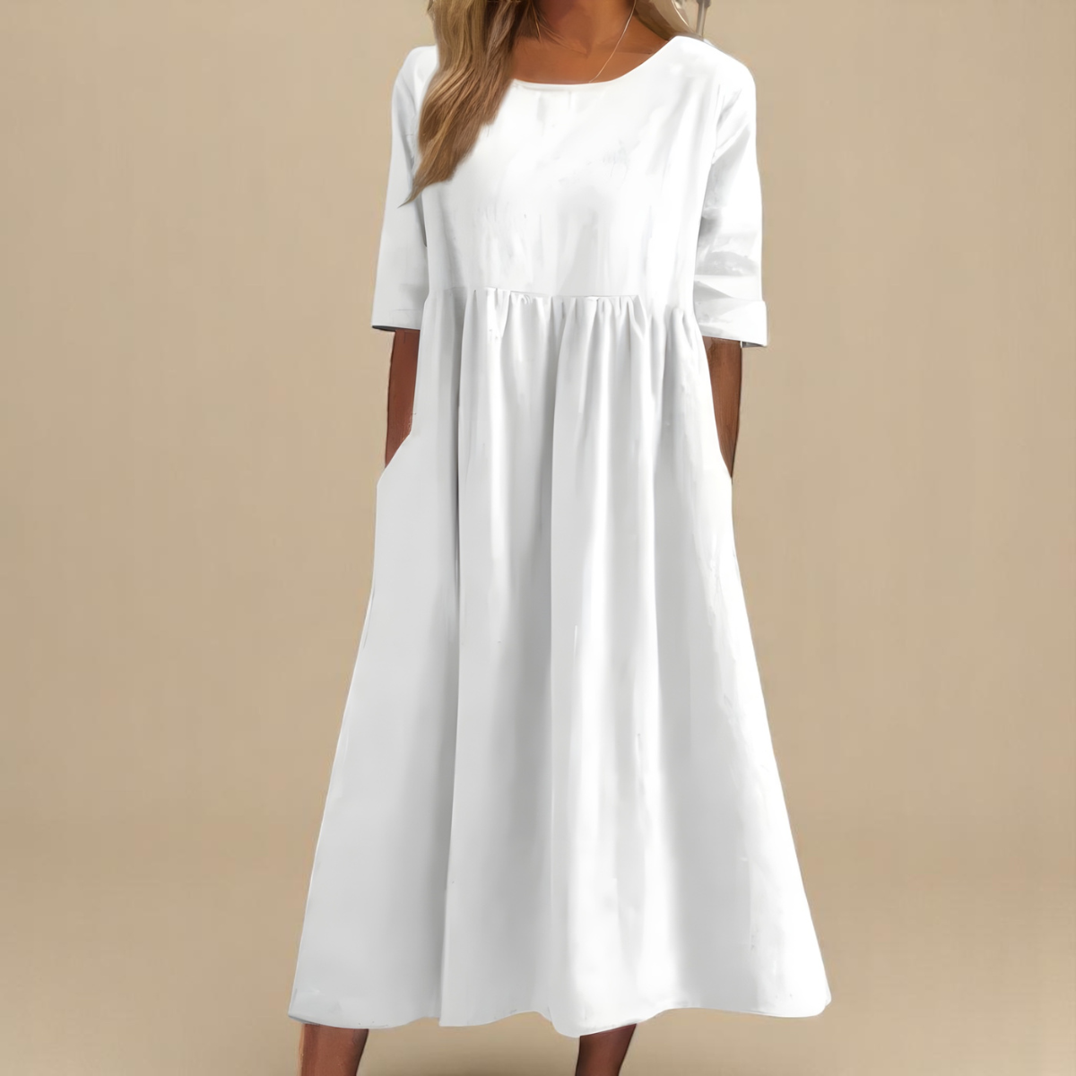 Robe aérée Danoir Paris en coton bleu ciel, vue de face, légère et confortable, idéale pour l'été.