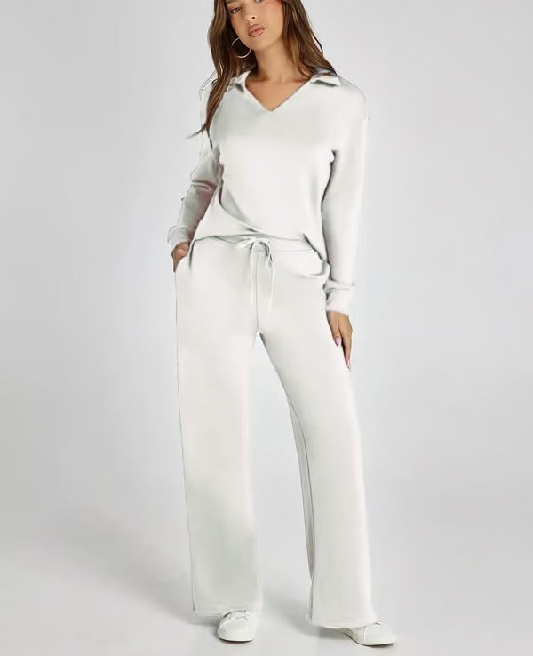 Ensemble chic Danoir Paris Chantal en tissu bleu clair, style polyvalent, porté par un mannequin.