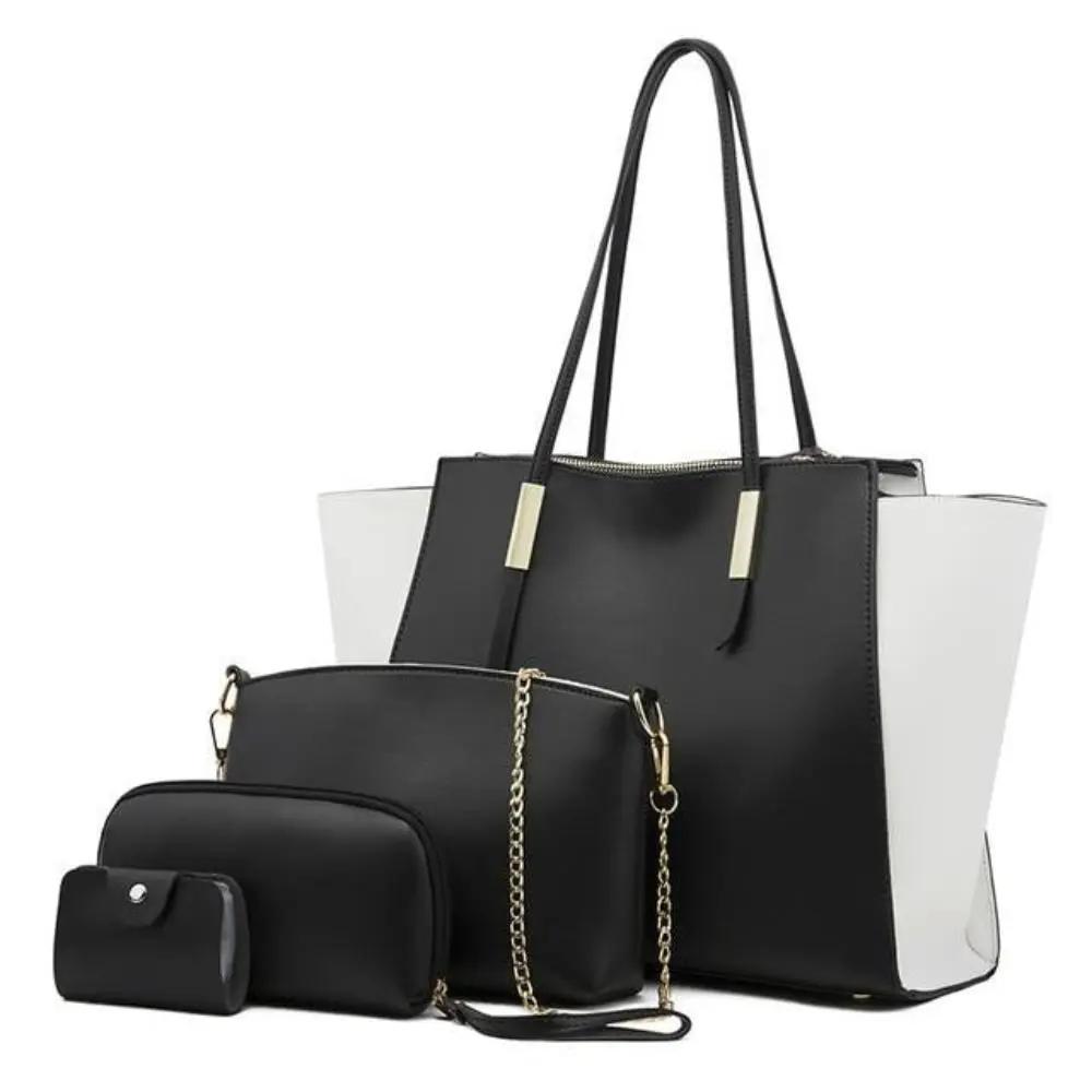 Ensemble de 4 sacs de shopping élégants et luxueux Danoir Paris en tissu bleu, avec poignées et détails sophistiqués.