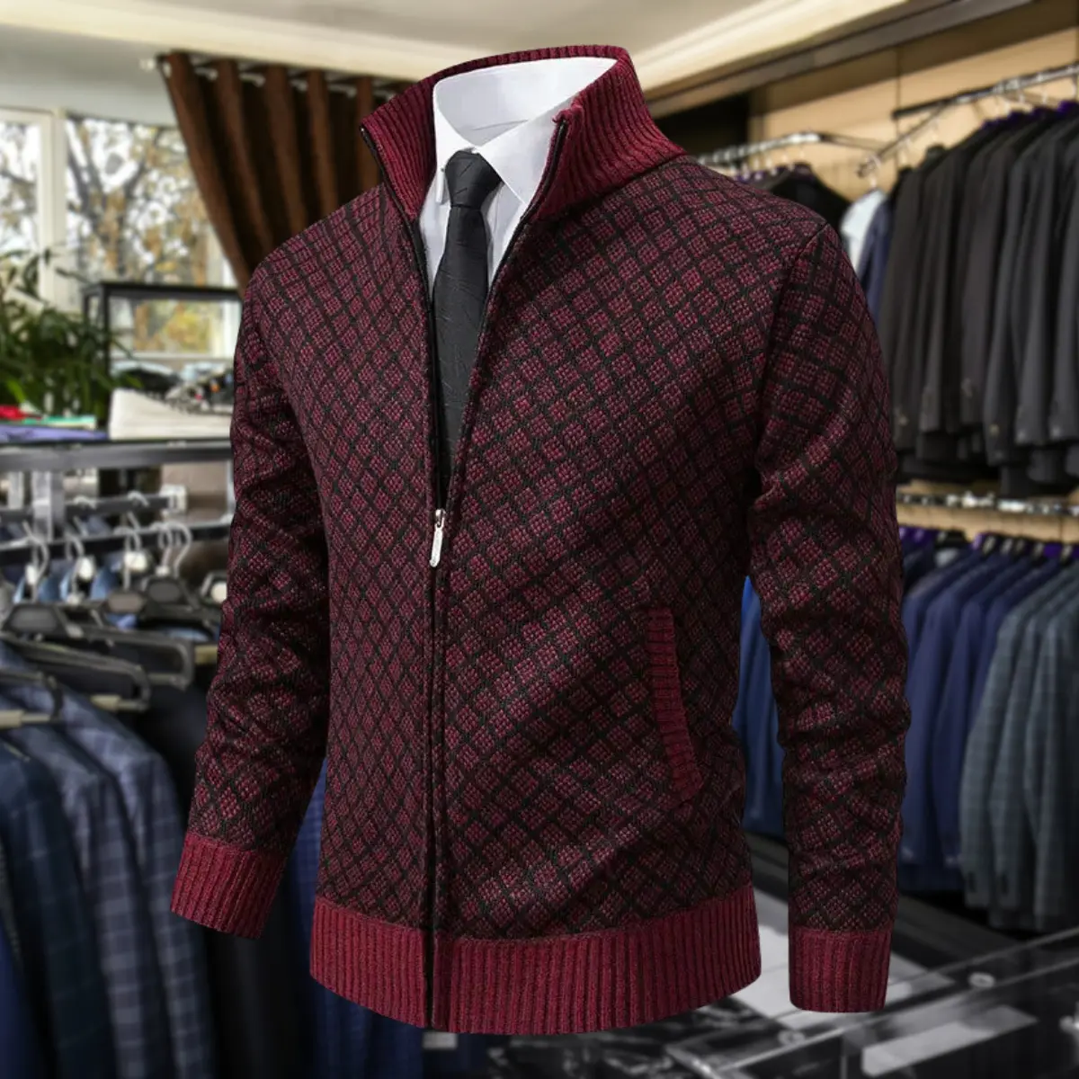 Gilet homme Danoir Paris en matériau souple, bleu, style premium, porté sur un fond neutre.