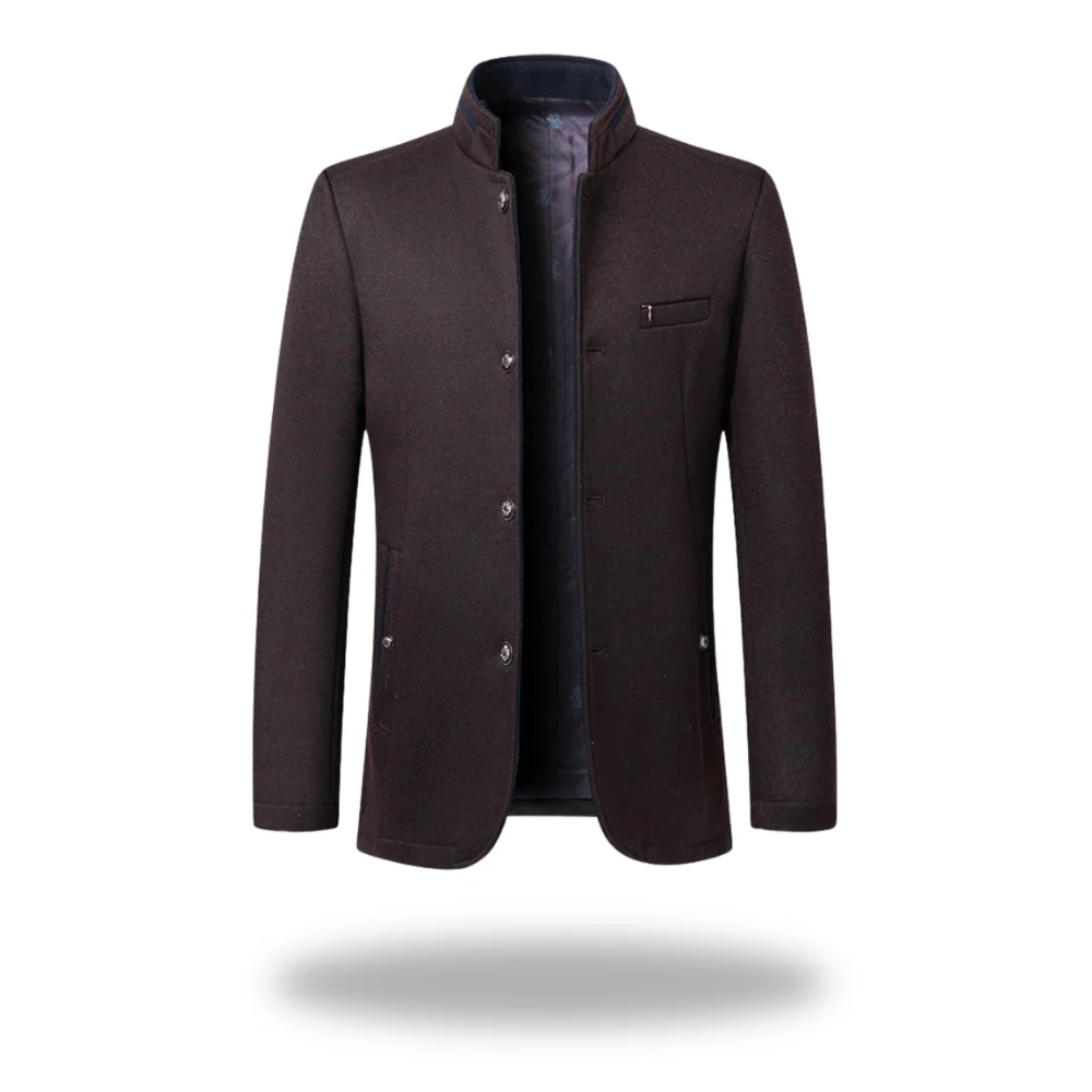 Blazer masculin élégant Danoir Paris en tissu bleu marine, veste formelle avec col et boutons, pour homme sophistiqué.