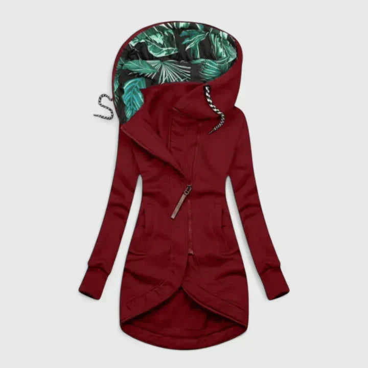 Veste confortable Danoir Paris Annalysiah en tissu bleu marine, manches longues et coupe décontractée.