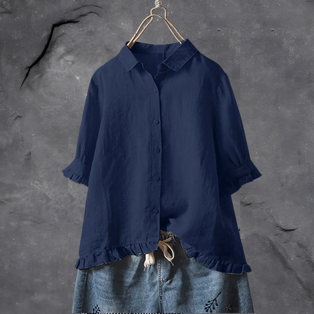 Chemise élégante Danoir Paris Carey en bleu marine, tissu sophistiqué, pour un style polyvalent et chic.