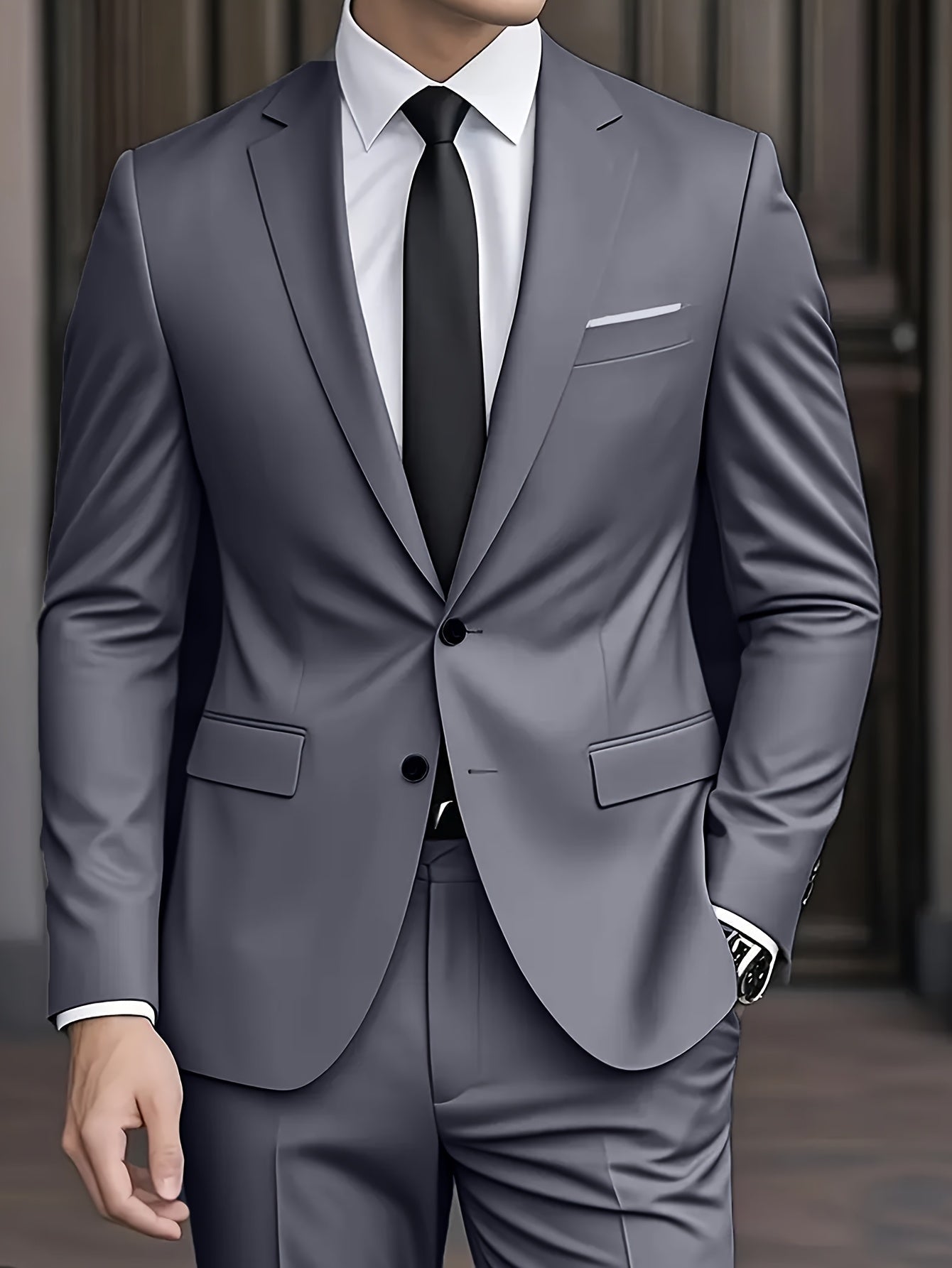 Costume moderne pour homme Danoir Paris en bleu marine, ajusté, avec col classique et détails élégants, parfait pour les occasions formelles.