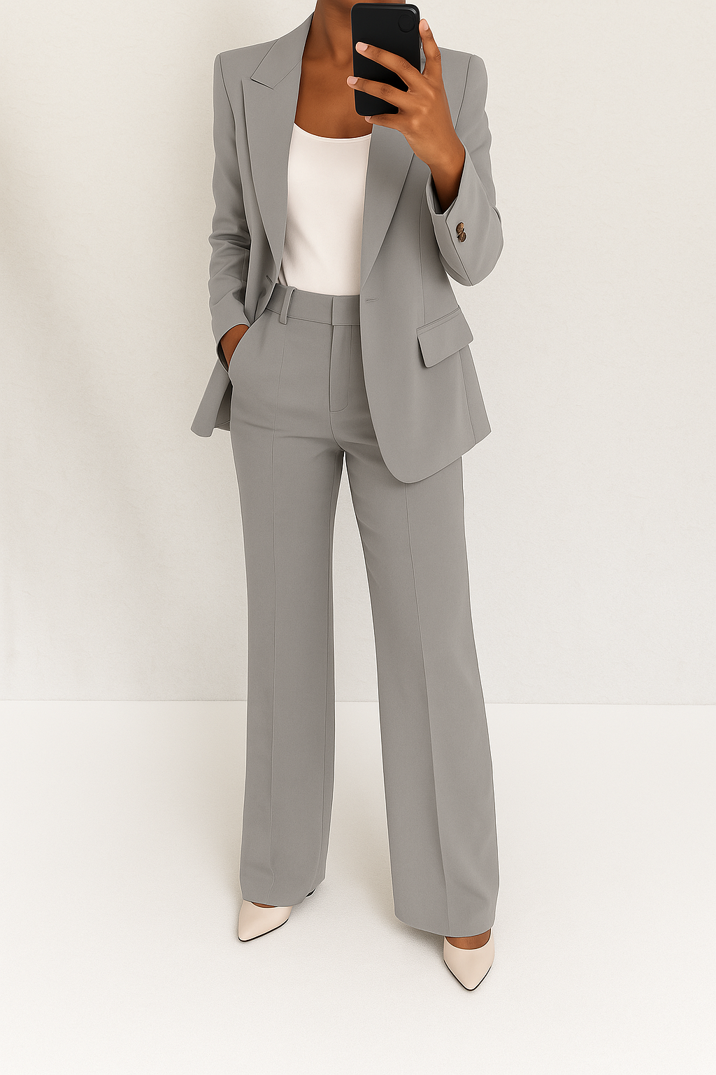 Veste et pantalon bleus Danoir Paris Camille, ensemble deux pièces élégance intemporelle, mode féminine raffinée.