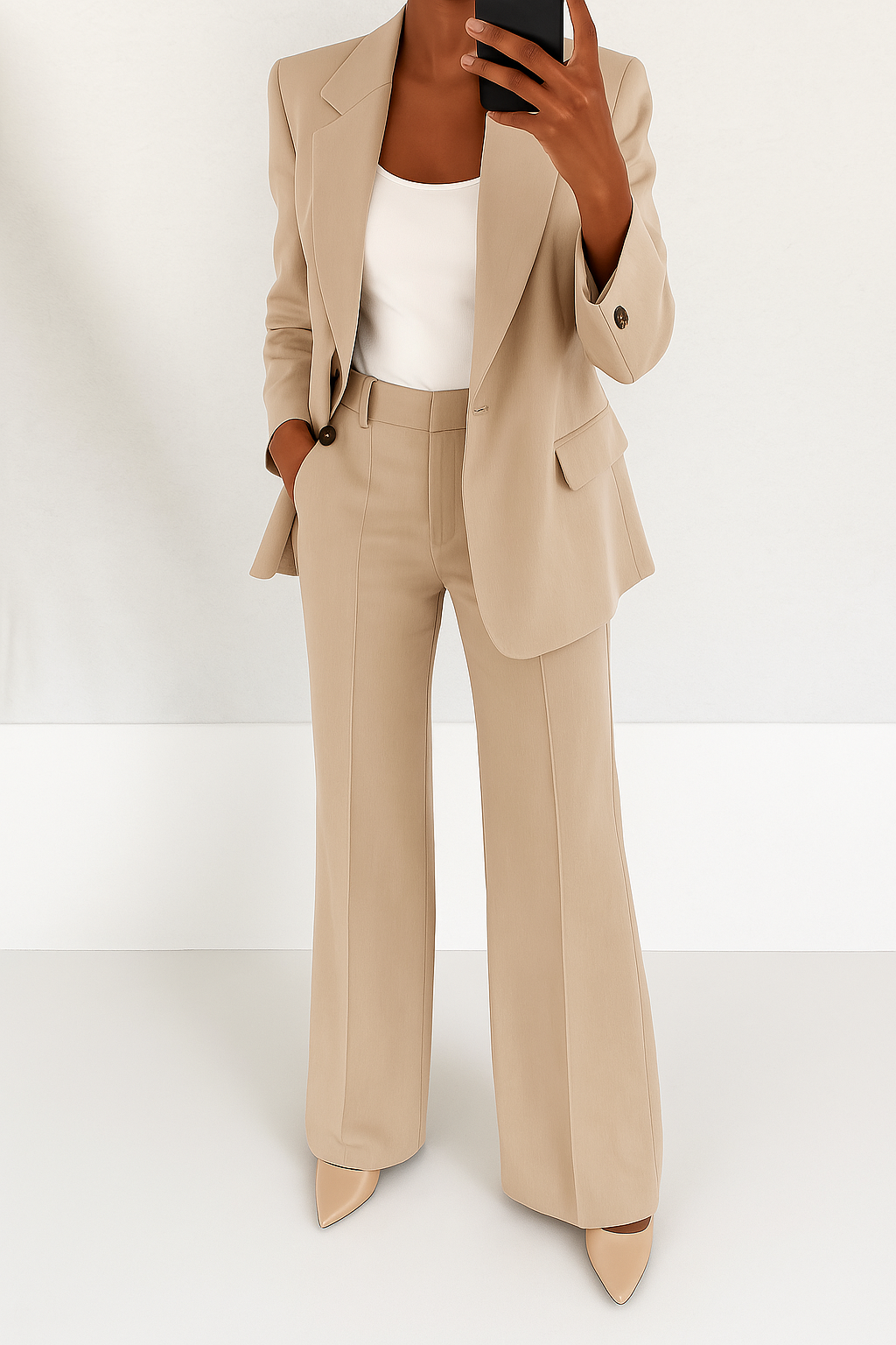 Veste et pantalon bleu Danoir Paris Camille, ensemble deux pièces élégance intemporelle, tissu chic et coupe sophistiquée.