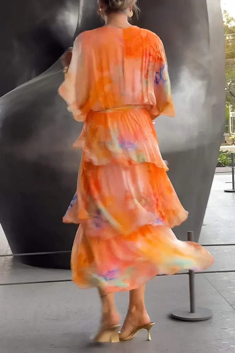 Robe élégante en chiffon bleue Cassia de Danoir Paris, coupe fluide et détails raffinés, parfait pour une tenue chic.