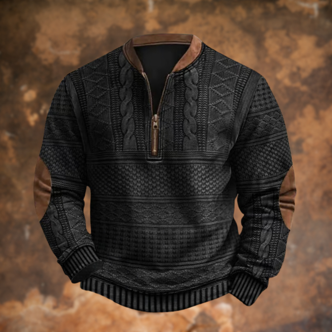 Polo élégant pour homme Danoir Paris en tissu bleu, porté sur un mannequin, adapté pour l'hiver.