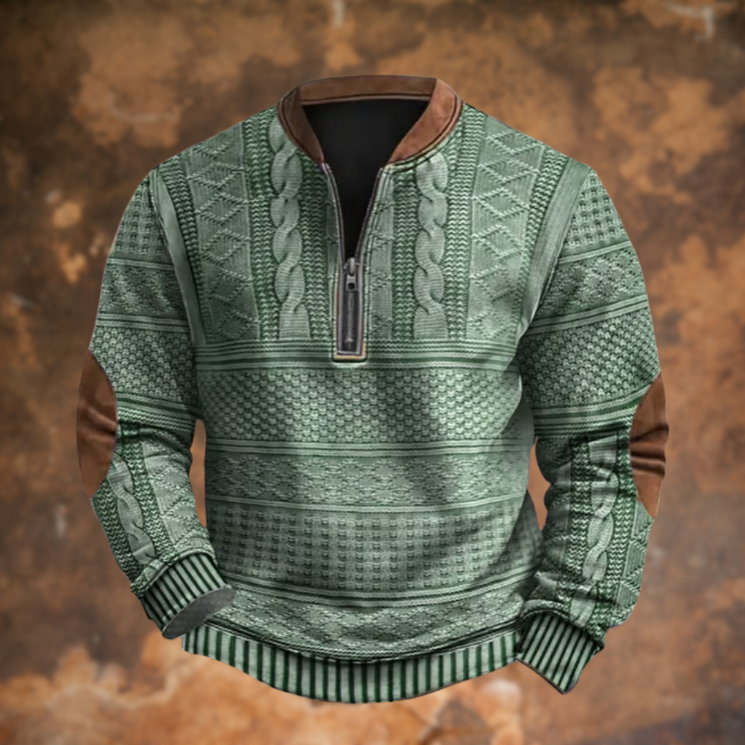 Polo élégant pour homme Danoir Paris en tissu bleu, porté sur mannequin, idéal pour l'hiver, style classique et sophistiqué