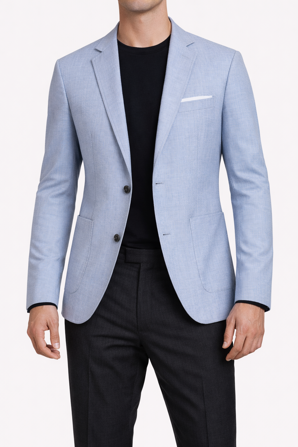 Veste intelligente pour hommes de Danoir Paris, veste bleue élégante avec détails modernes, adaptée à un style urbain.