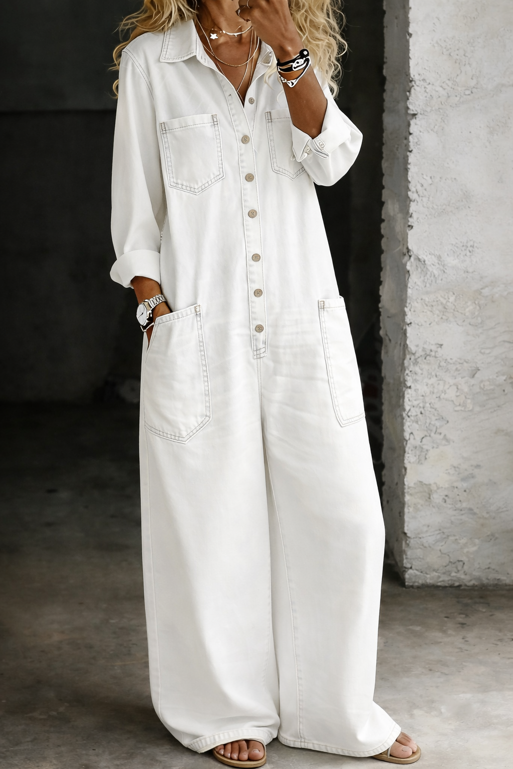 Combinaison décontractée bleue Lena Danoir Paris pour femme, look confortable et élégant, en tissu doux et léger.
