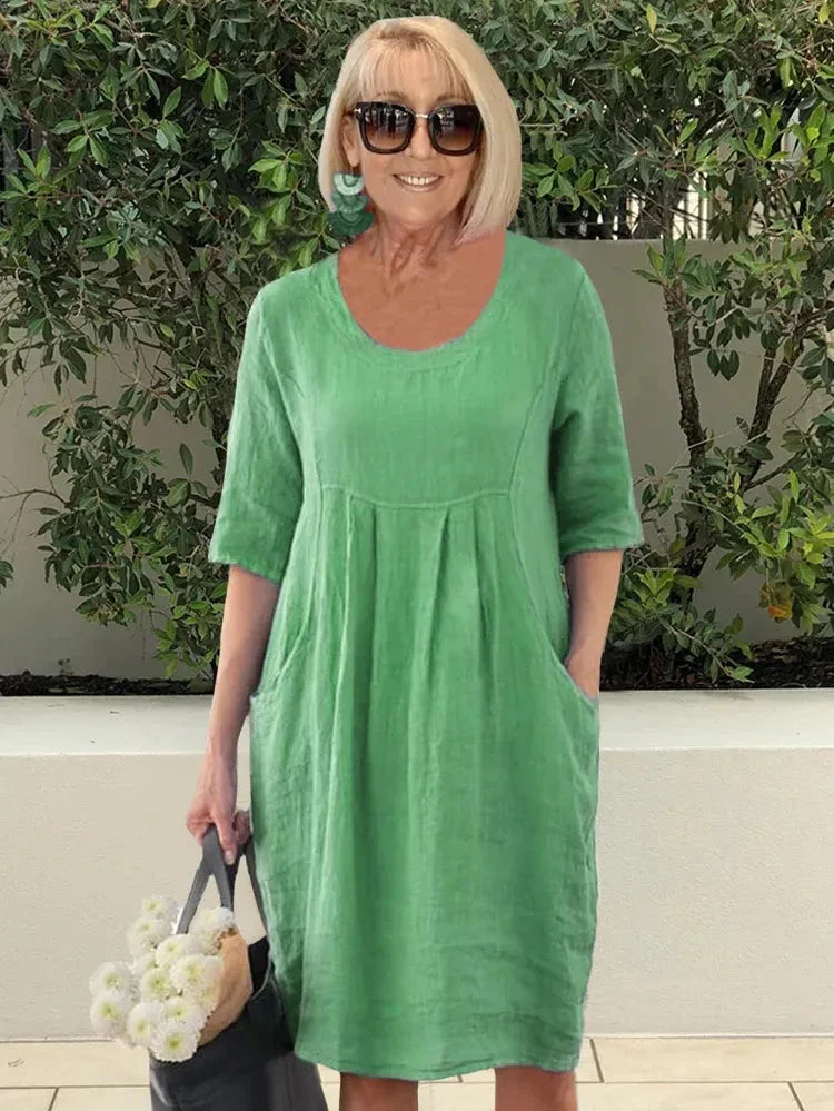 Robe d'été Lisa de Danoir Paris en bleu avec poches, légère et confortable pour la saison estivale.