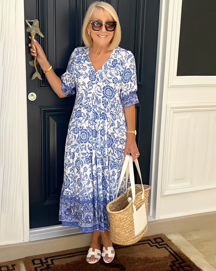 Robe fluide légère Madison de Danoir Paris en bleu, coupe flatteuse et élégante, parfaite pour une allure chic et décontractée.