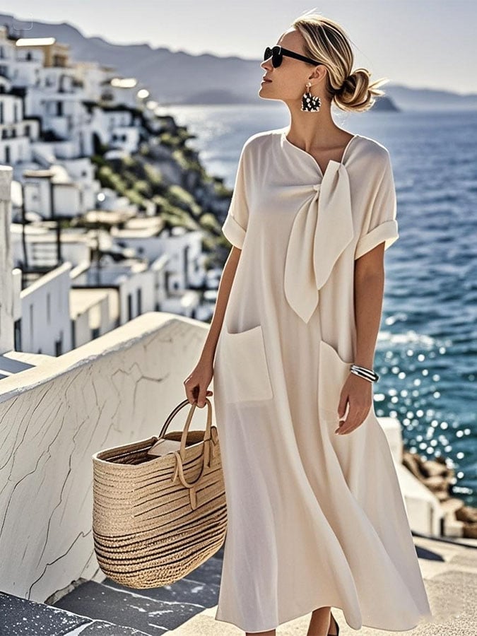 Robe en coton fluide estivale Mireille™ de Danoir Paris, couleur bleue, coupe légère et élégante pour l'été.