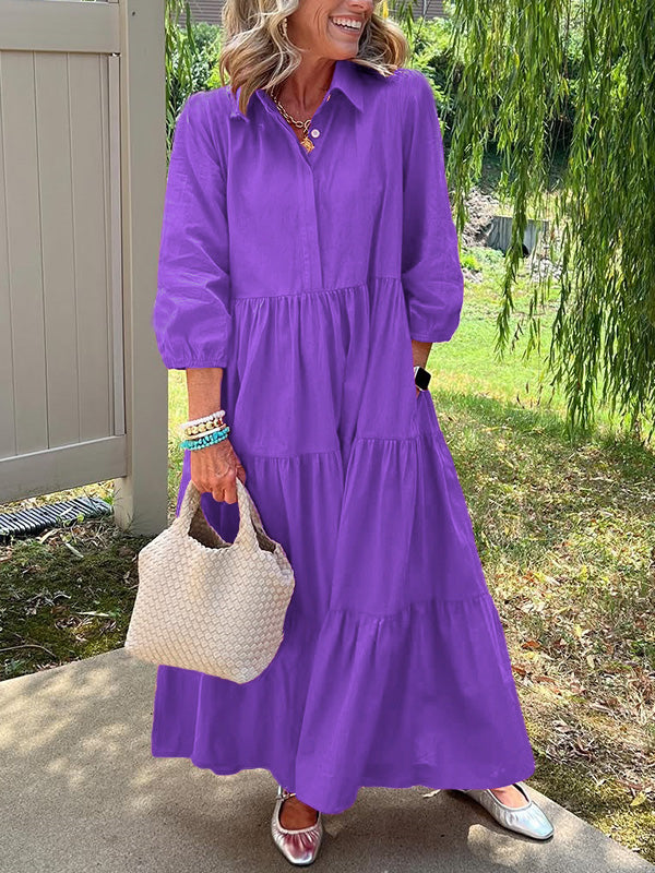 Robe maxi élégante Bente de Danoir Paris en tissu bleu, taille XS, vue de face avec détails sophistiqués.