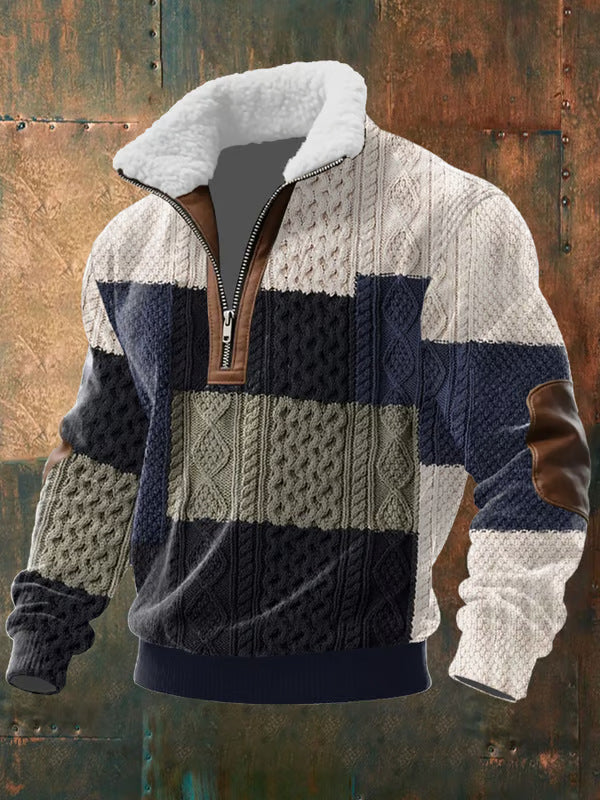 Pull zippé à col montant fourré Danoir Paris, multicolore, chaud et confortable, idéal pour l'hiver.