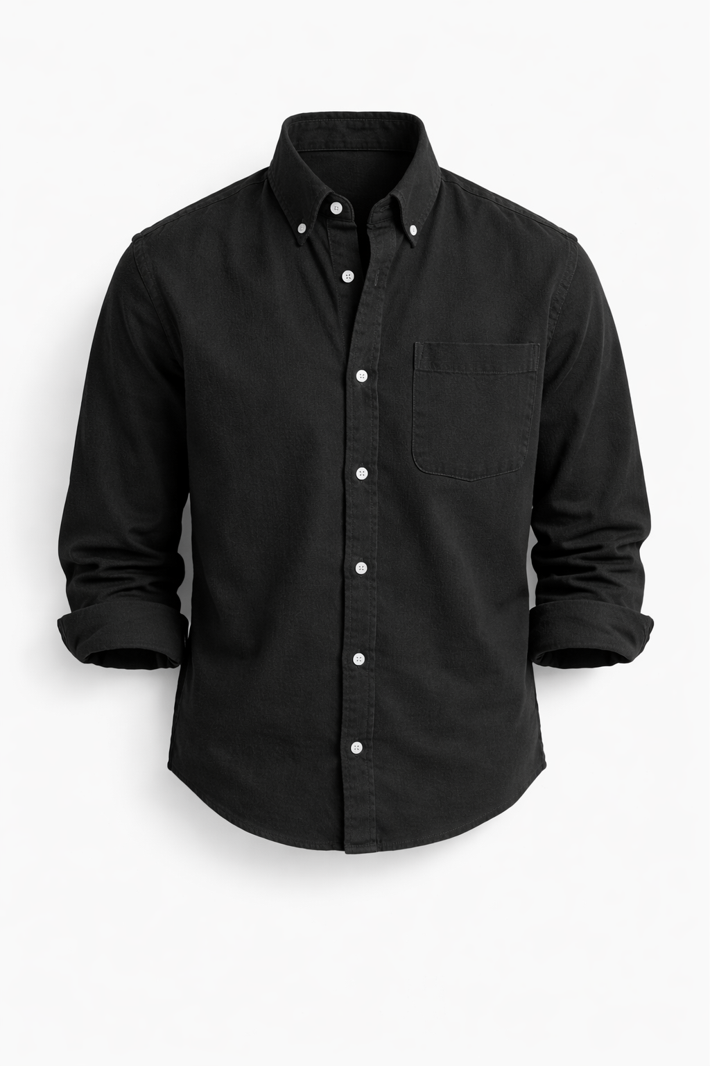 Chemise casual-chic Danoir Paris Keldros en denim bleu avec col et manches longues.