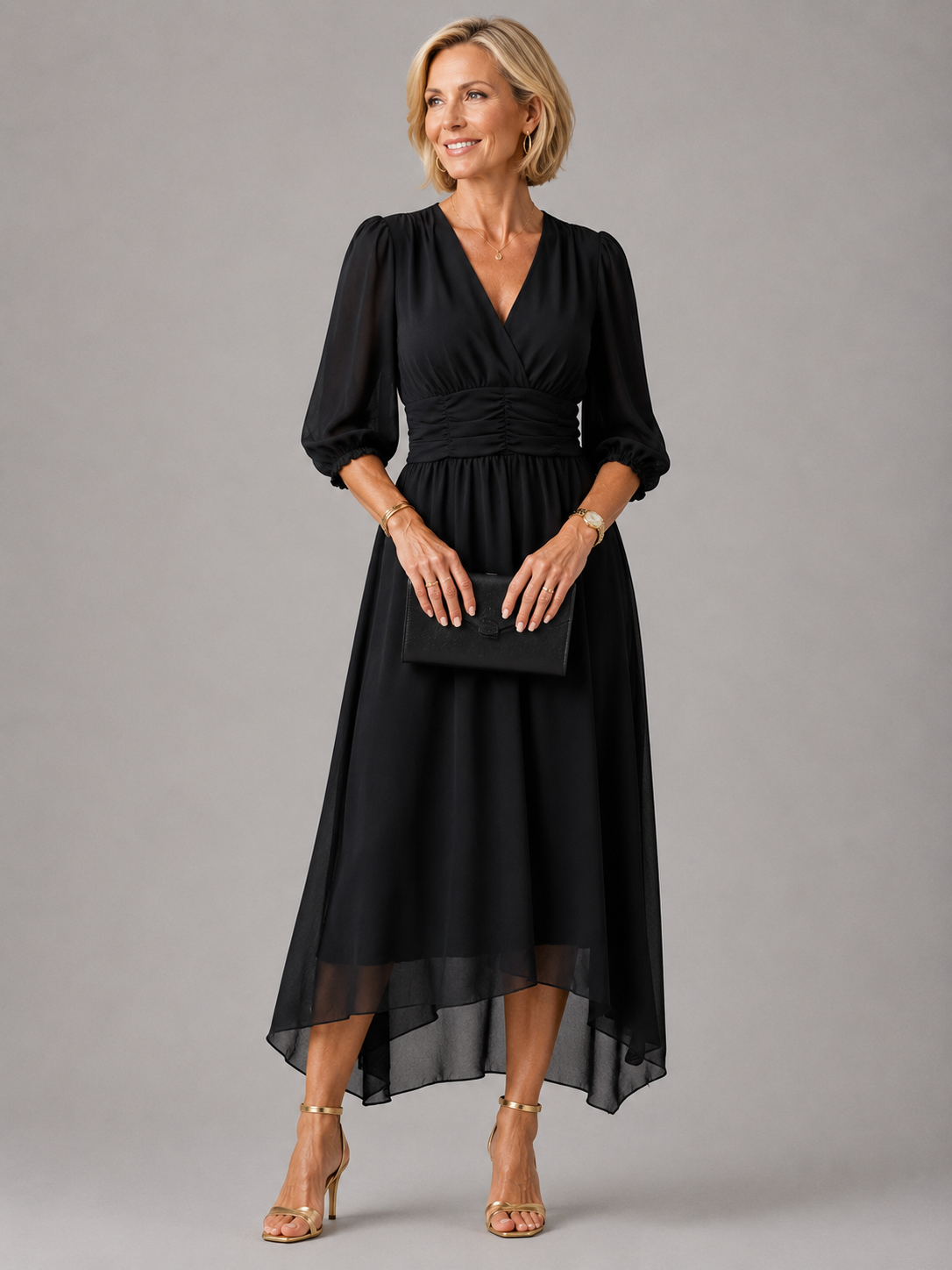 Robe légère en chiffon soyeux bleu de Danoir Paris, style élégant avec finition fluide et tissu léger.