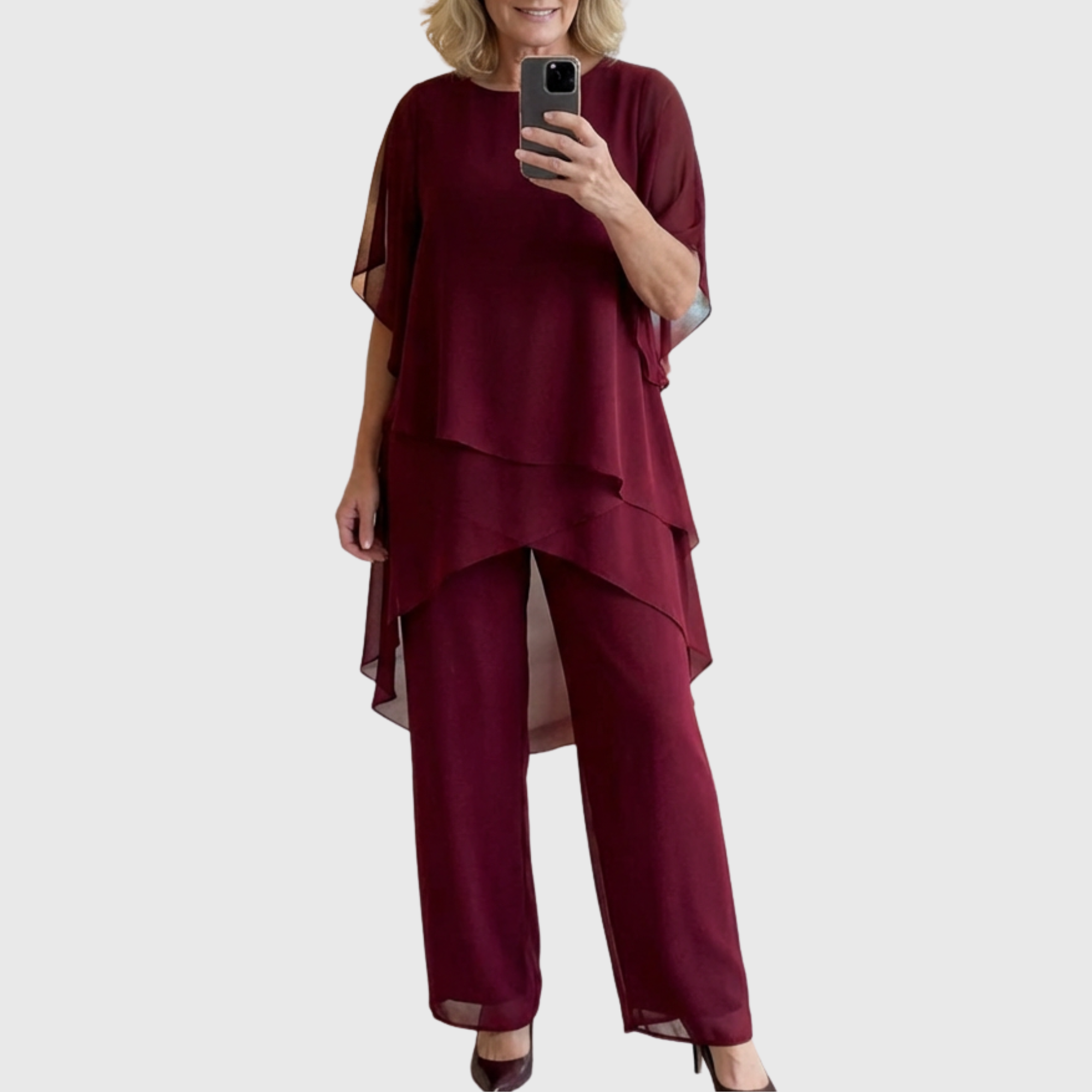 Ensemble fluid Palazzo ELARA de Danoir Paris, pantalon ample bleu et haut élégant pour un look confortable et sophistiqué.