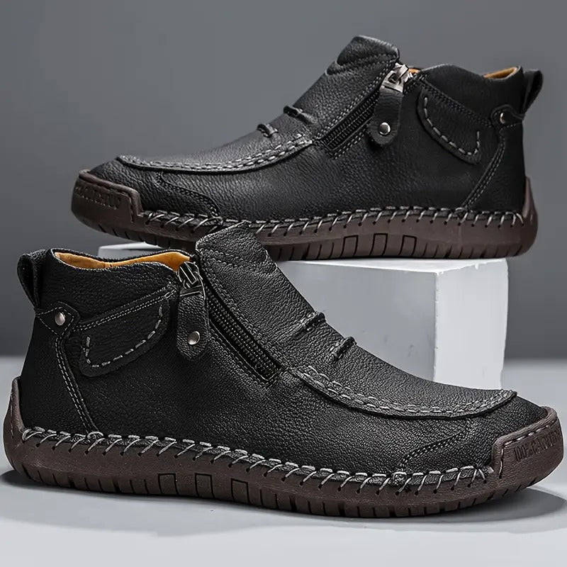 Chaussures confortables Ulrik Danoir Paris en cuir marron avec fermeture éclair sur le côté, pointure 38.
