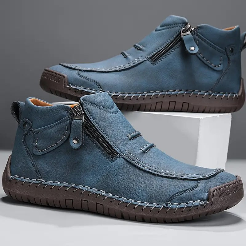 Chaussures confortables Danoir Paris Ulrik en brun avec fermeture éclair latérale, disponibles en taille 38.