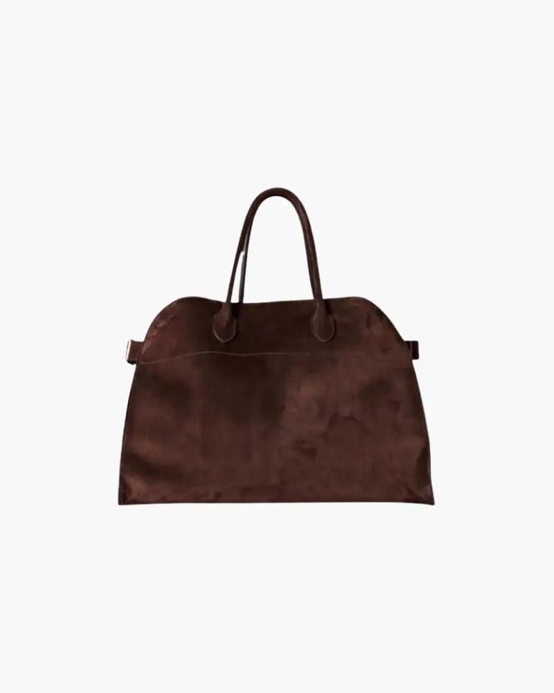 Sac en velours marron Danoir Paris, sac à main élégant en velours avec motif henné, fermeture et poignée confort.