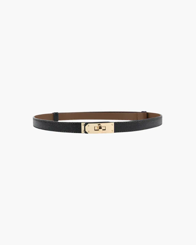 Ceinture vintage fine de Danoir Paris en cuir marron, style élégant et slim pour un accessoire mode sophistiqué.