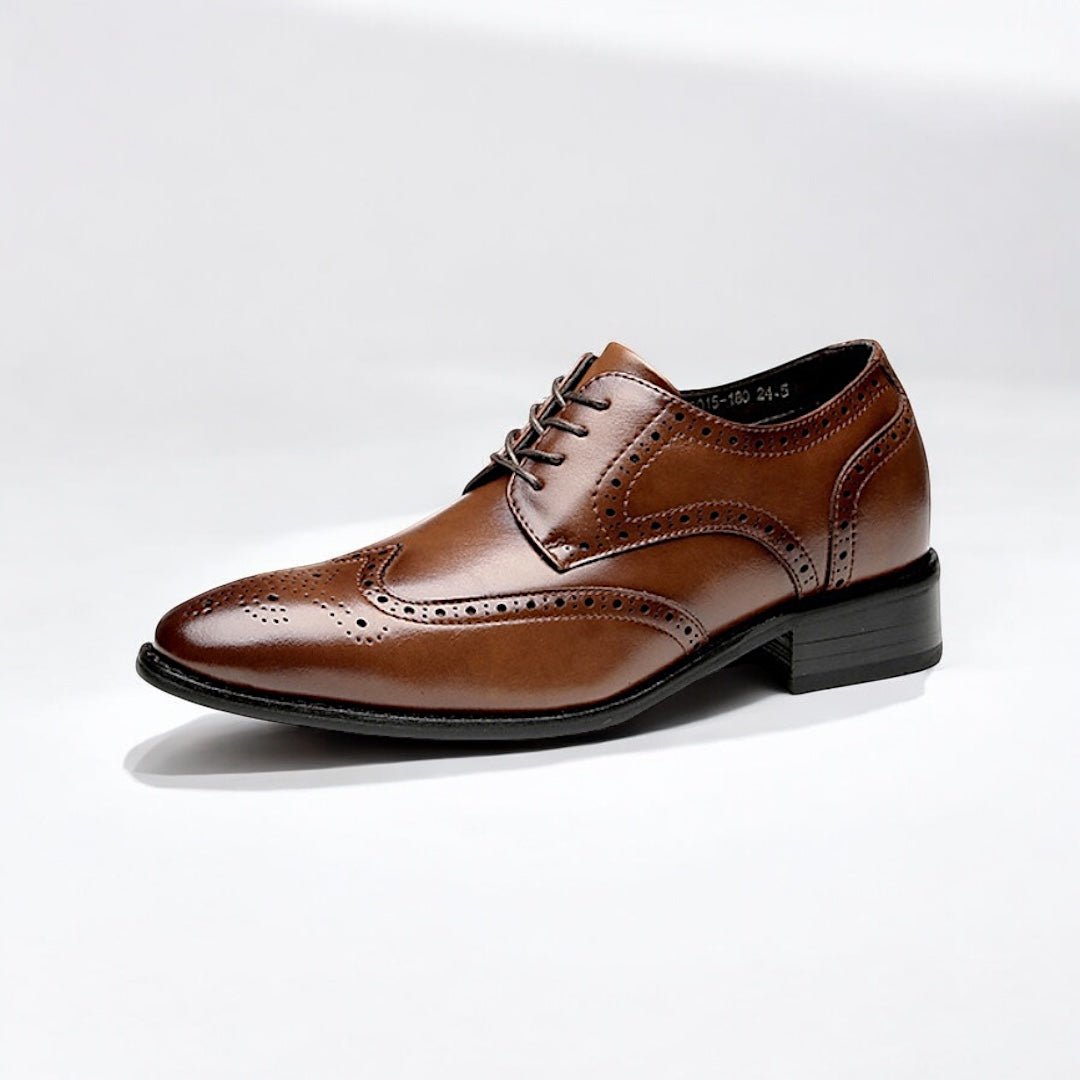 Chaussure homme élégante Danoir Paris Santorini en brun avec semelle rehaussante de 6cm, style sophistiqué et confortable.